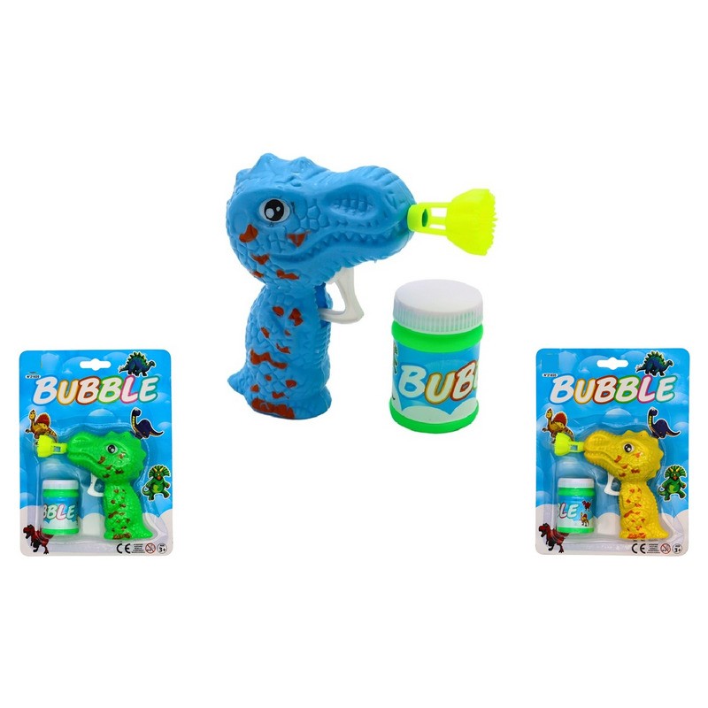 Pistolet à bulles mécanique dinosaure 12 cm
