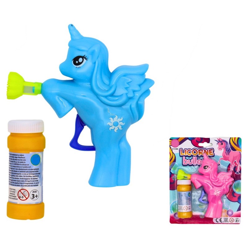 Pistolet à bulles mécanique licorne 16cm