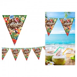 Guirlande 10 fanions 30x20cm motif Aloha 3m
