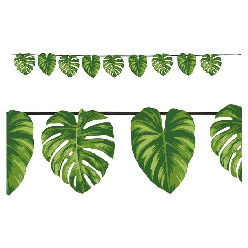 Guirlande avec 15 grandes feuilles exotiques 3m