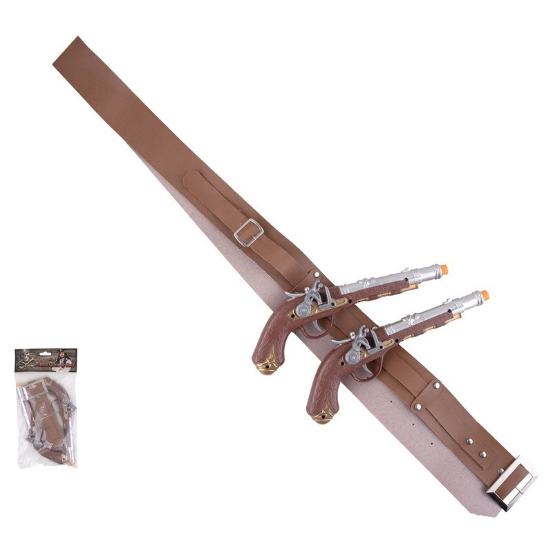Ceinture pirate d'épaule marron avec 2 boucaniers