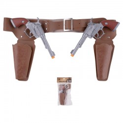 Ceinture cowboy marron avec holsters et 2 pistolets