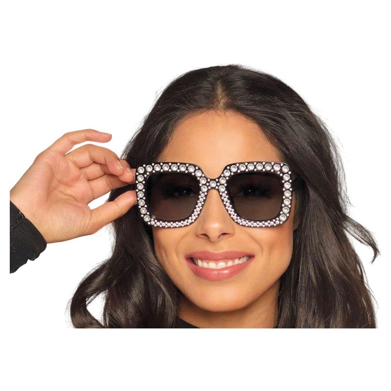 Lunettes vintage noir avec effet strass adulte