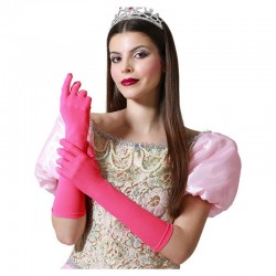 Paire de gants lisses longs pink fuchsia 40 cm