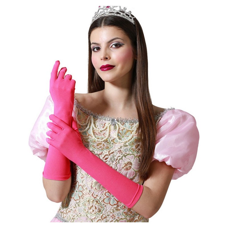 Paire de gants lisses longs pink fuchsia 40 cm