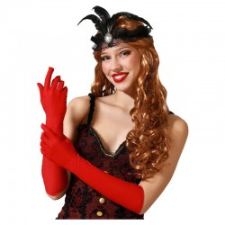 Paire de gants lisses longs rouge 40cm