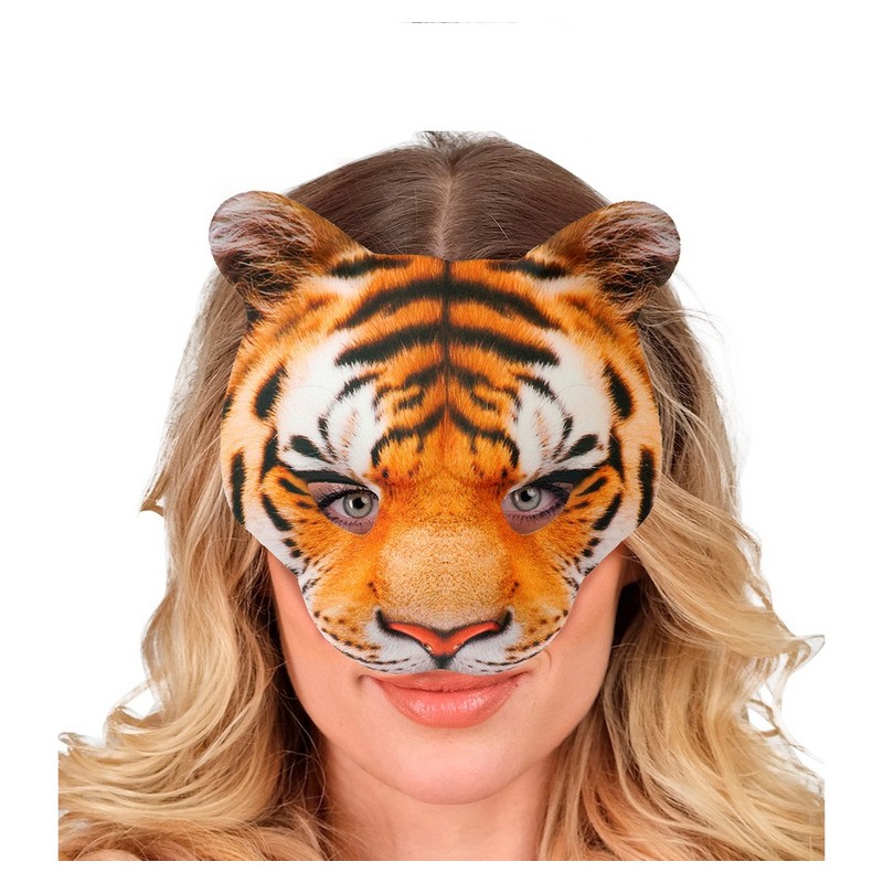 Demi masque en mousse motif tigre luxe