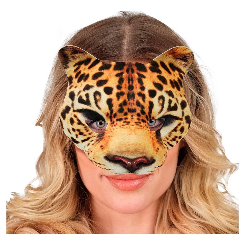 Demi-masque en mousse motif léopard luxe