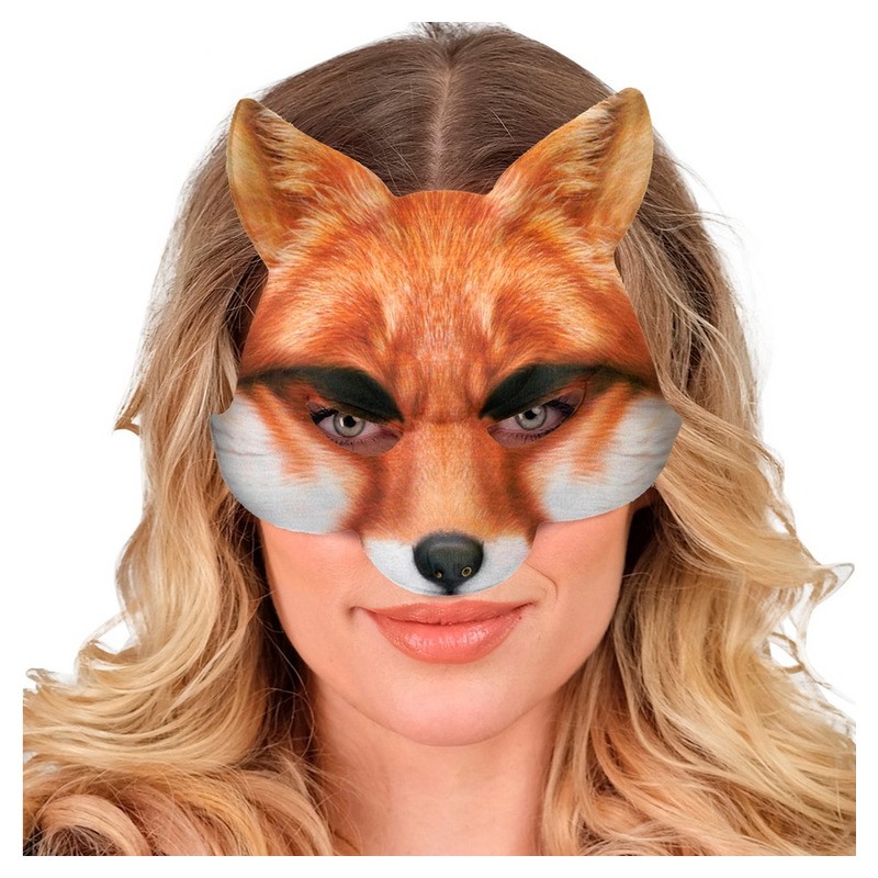 Demi-masque en mousse motif renard luxe