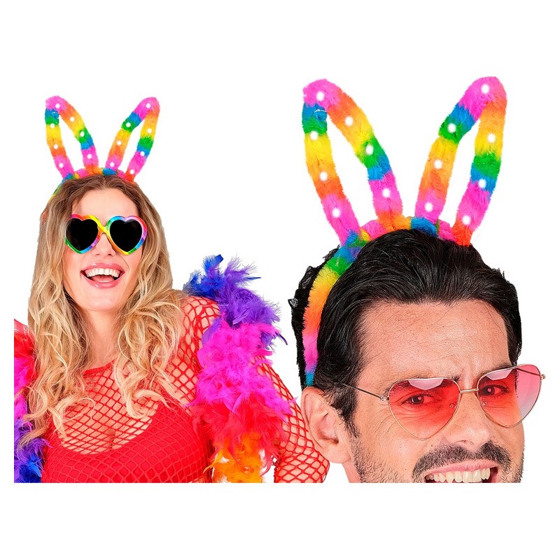 Serre-tête lapin rainbow lumineux LED