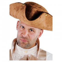 Chapeau tricorne simili cuir marron luxe adulte