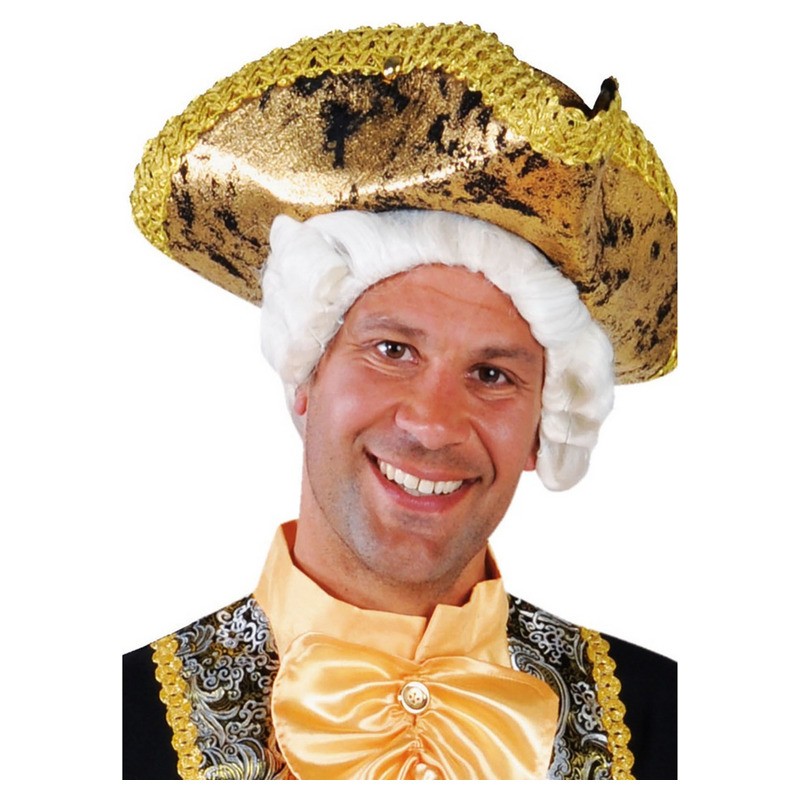 Chapeau tricorne or motifs noir luxe taille 1