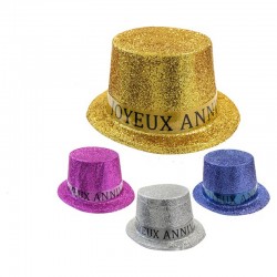 Chapeau haut de forme à paillettes Joyeux Anniversaire