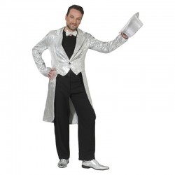 Veste queue de pie à sequins argent homme taille M/L