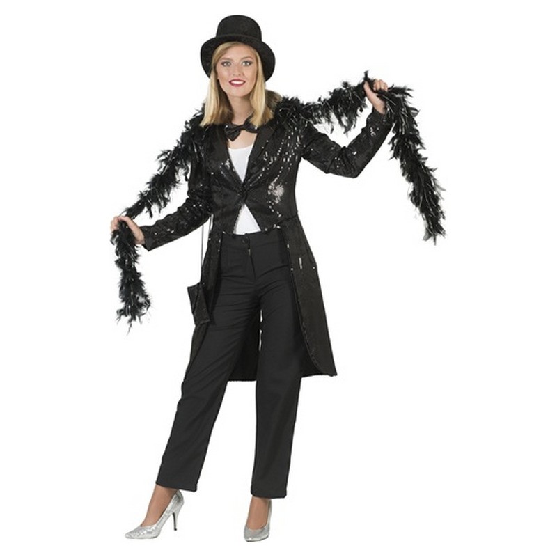 Veste queue de pie à sequins noir femme taille XL