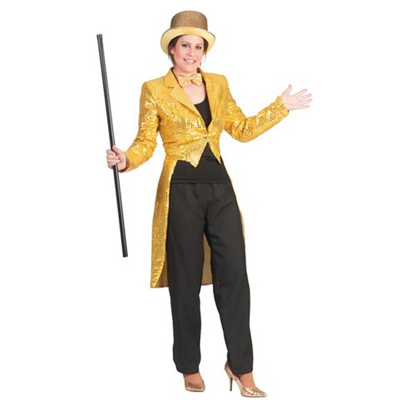 Veste queue de pie à sequins or femme taille S/M