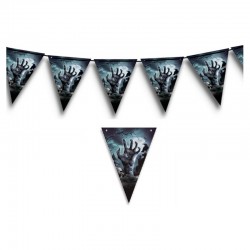 Guirlande 10 fanions 30x20cm motif main cimetière 3m
