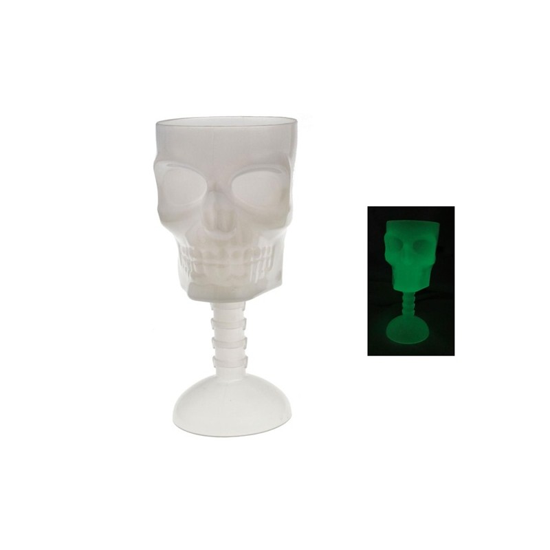 Coupe sur pied motif crâne glow in the dark fluorescente 18.5cm