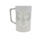 Chope à bière motif crâne glow in the dark transparente fluorescente 14 cm