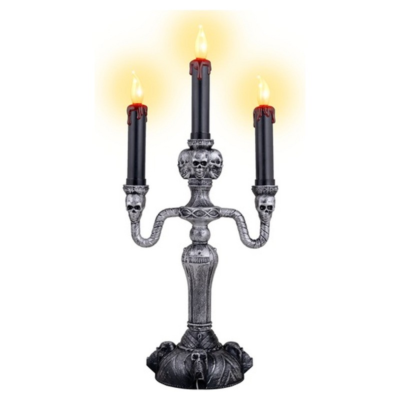 Chandelier lumineux crânes 3 LED's bougies 40cm