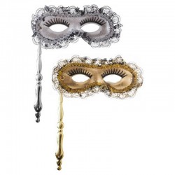 Masque vénitien avec dentelle et baguette mix adulte