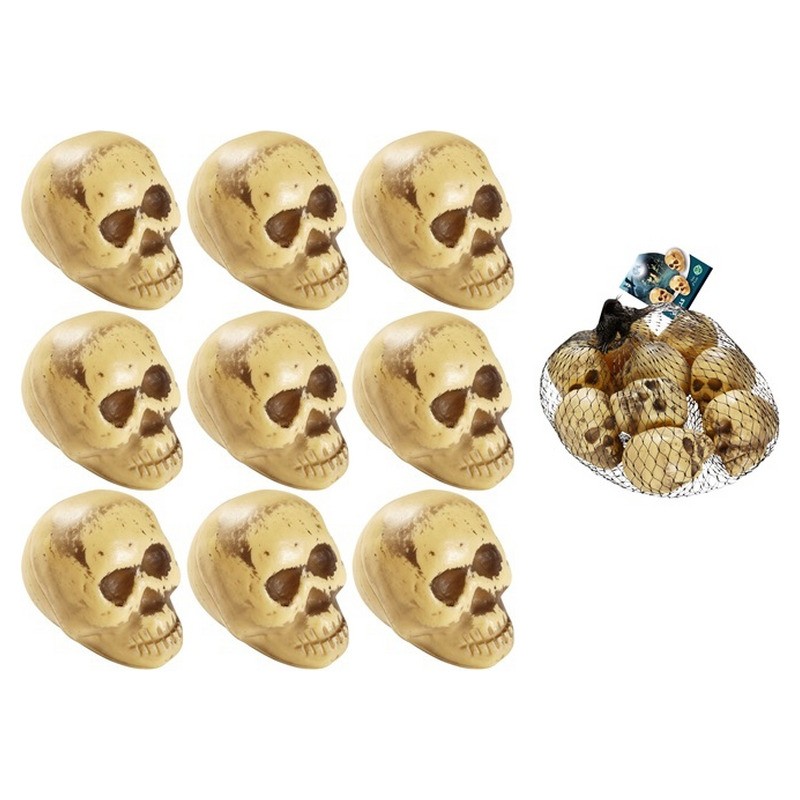 Lot de 9 décorations mini crânes 5cm