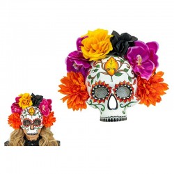 Masque coque Día de los Muertos crâne avec fleurs adulte