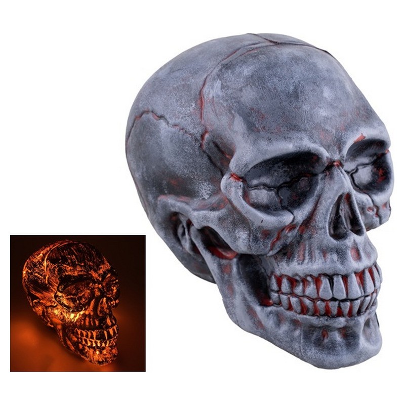 Crâne gris lumineux 20 cm