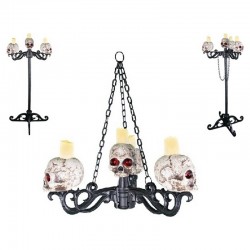Chandelier lumineux crânes avec bougies 3 en 1 diamètre 76 cm