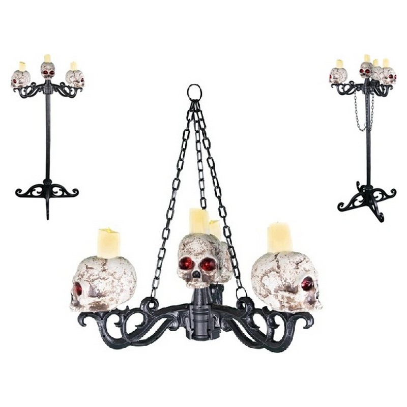 Chandelier lumineux crânes avec bougies 3 en 1 diamètre 76 cm