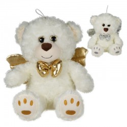 Peluche ours assis Angelo avec noeud et ailes d'ange 20 cm