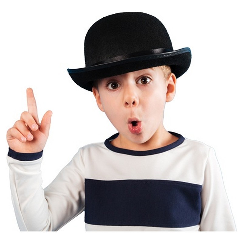 Chapeau melon feutrine noir enfant