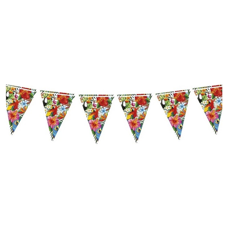 Guirlande 10 fanions motif Hawaï Tahiti 3m