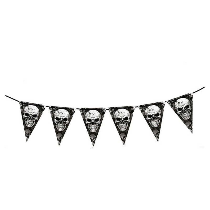 Guirlande 10 fanions tête de mort 30x20cm 3m