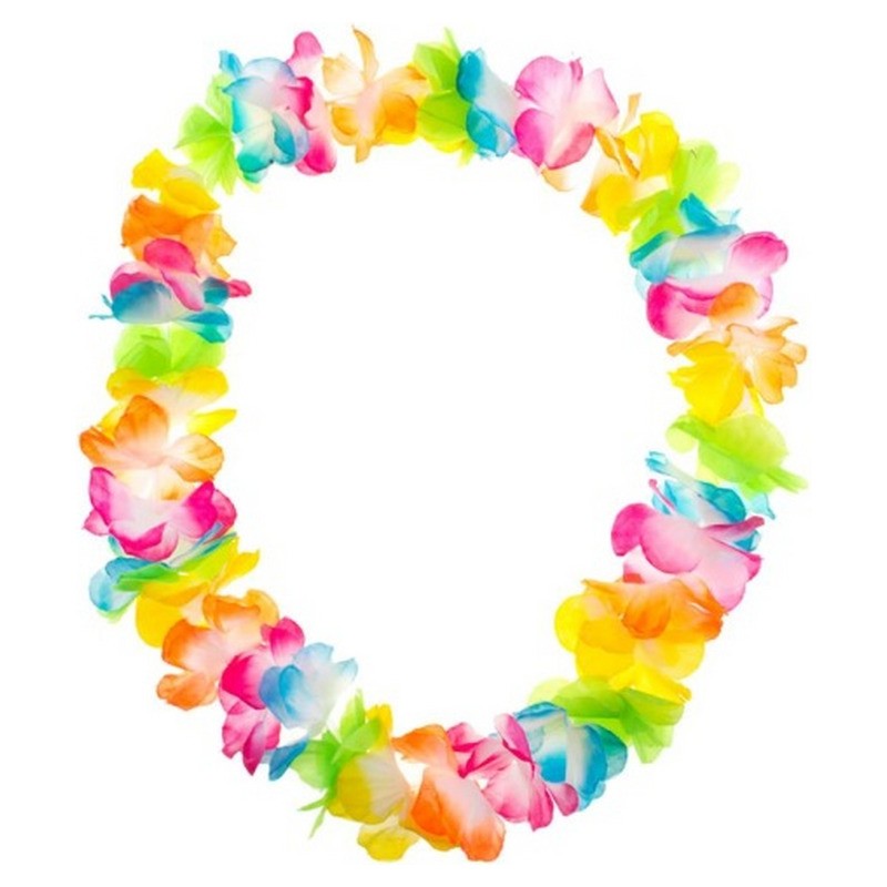 Collier de fleurs Tahiti fluo multicolore 60mm