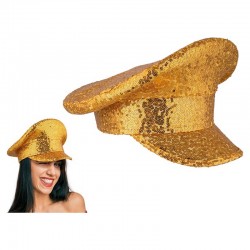 Casquette géante avec sequins or adulte