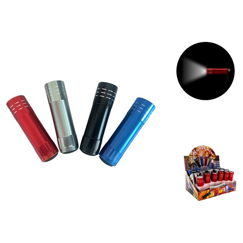 Lampe de poche 9 LED's métal mix 8.5cm