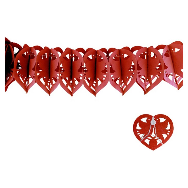 Guirlande coeurs et colombes rouge 4m