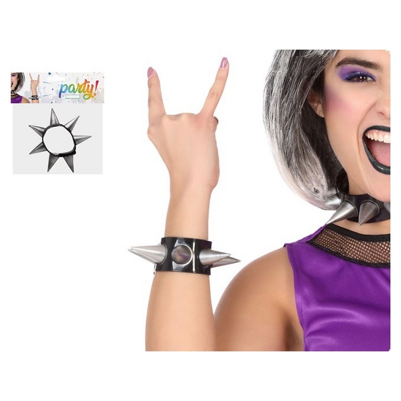 Bracelet punk à grandes pointes noir adulte