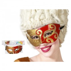 Masque loup vénitien or et rouge adulte