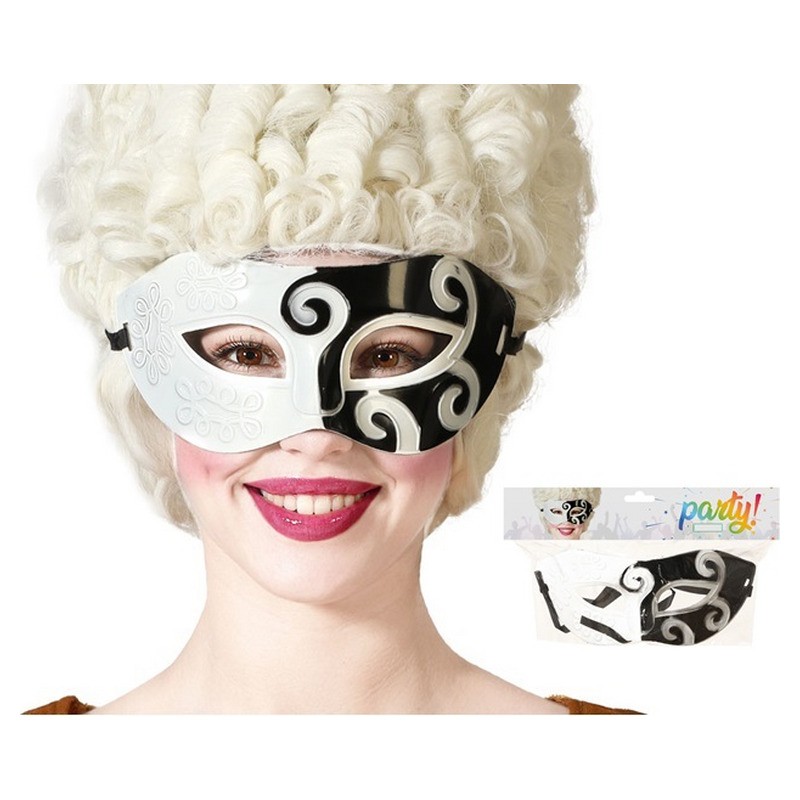 Masque loup vénitien noir et blanc adulte
