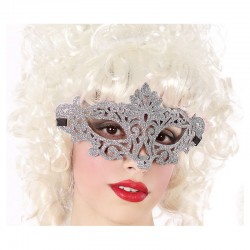 Masque loup vénitien avec motifs argent adulte