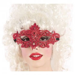 Masque loup vénitien avec motifs rouge adulte