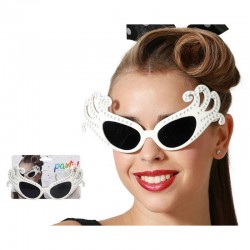 Lunettes vintage diva blanc avec effet strass adulte