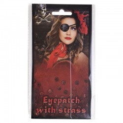 Cache-oeil pirate avec motifs strass adulte 8.5x6cm