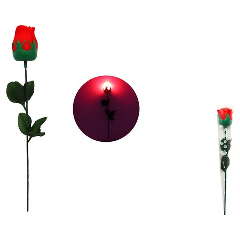 Fleur artificielle bouton de rose rouge lumineuse LED 32cm