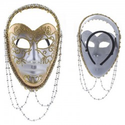 Masque coque vénitien visage or argent luxe adulte