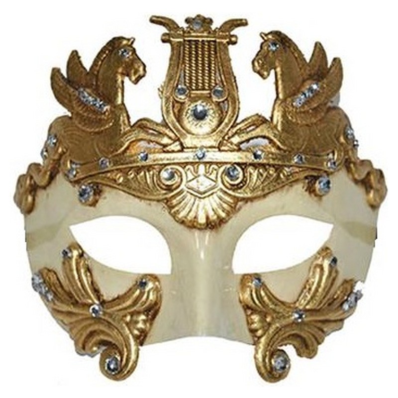 Demi masque coque vénitien ivoire et or adulte