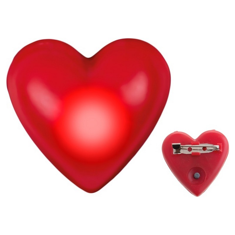 Badge broche LED cœur 4x3,5cm