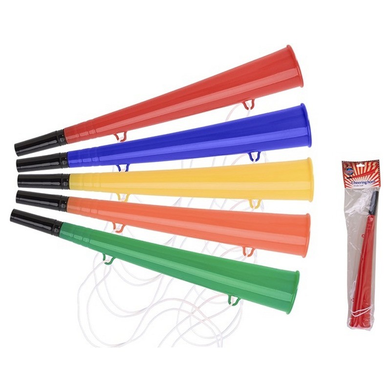Corne fan avec dragonne orange 34,5 cm